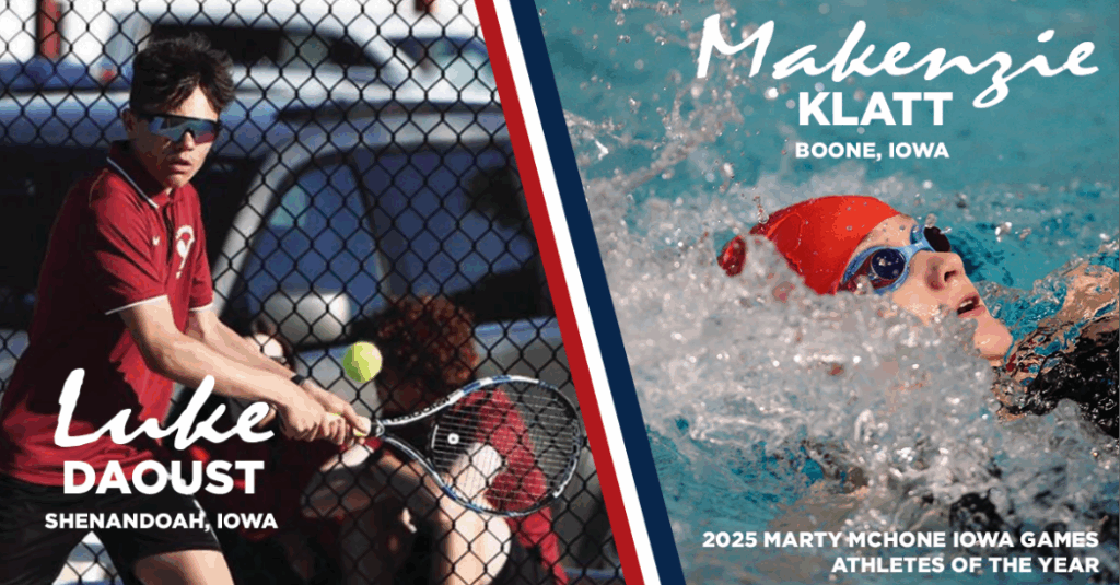 2025 Iowa Games Athletes of the Year - Luke Daoust (Shenandoah, Iowa) and Makenzie Klatt (Boone, Iowa)